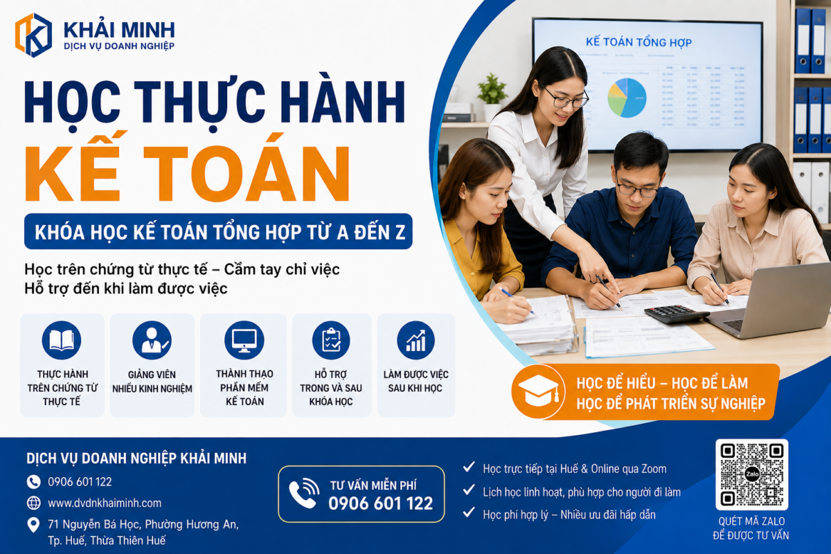 Học thực hành kế toán tại Dịch Vụ Doanh Nghiệp Khải Minh
